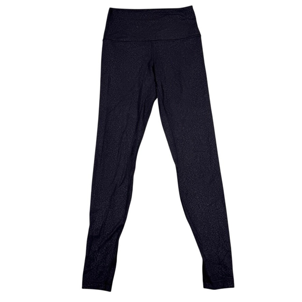 Lululemon High Rise Leggings Black Grey Leopard Animal Print Yoga Pants Size 4/6